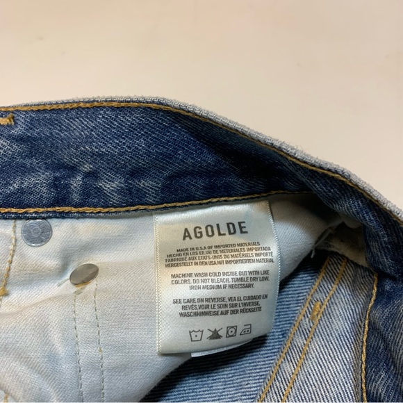 AGOLDE 90s Loose Mid Rise Straight Denim Jeans Women 27 Distressed Button Fly - Picture 7 of 13